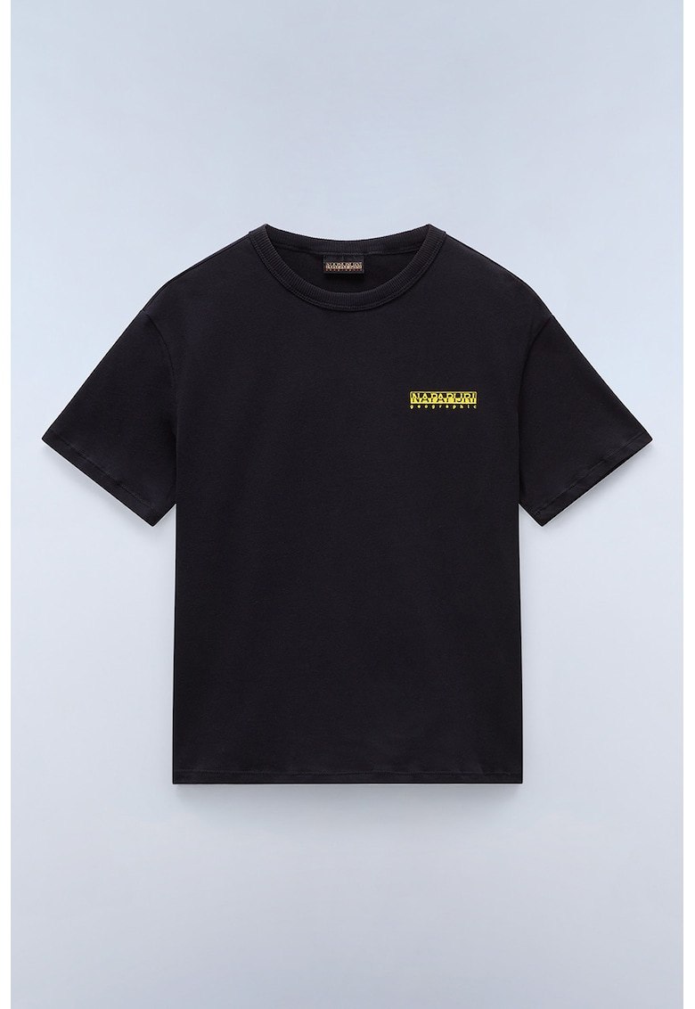 Tricou din bumbac cu imprimeu logo - Negru/Portocaliu mandarina/Albastru royal