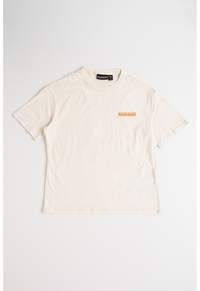 Tricou din bumbac cu imprimeu logo - Portocaliu/Bej