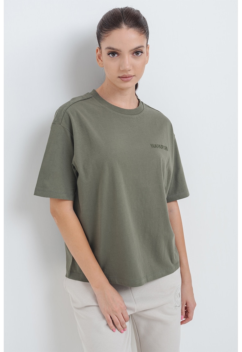 Tricou din bumbac cu logo - Verde sparanghel