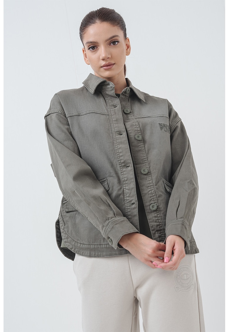Jacheta-camasa lejers din denim cu maneci cazute Jacheta-camasa lejers din denim cu maneci cazute