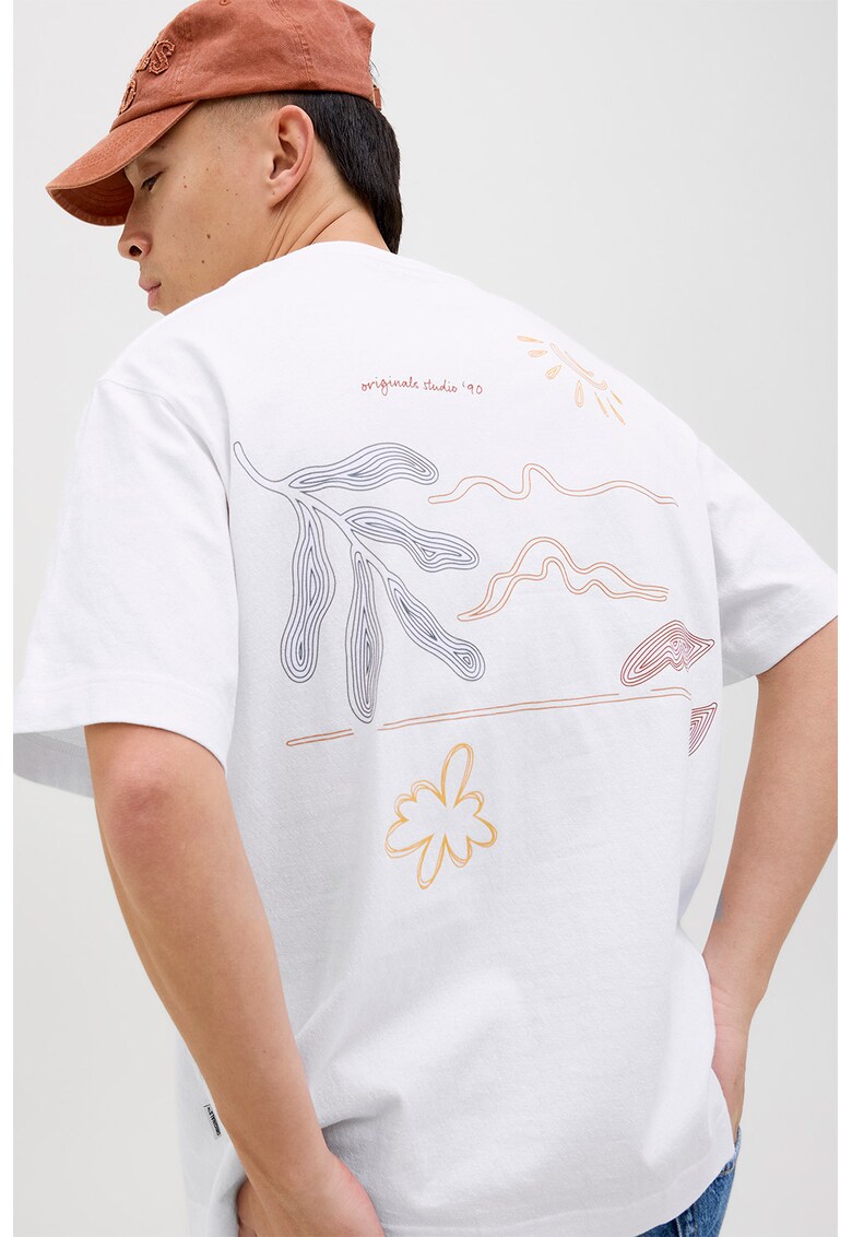 Tricou cu imprimeu grafic pe partea din spate - Portocaliu/Galben sofran/Alb optic