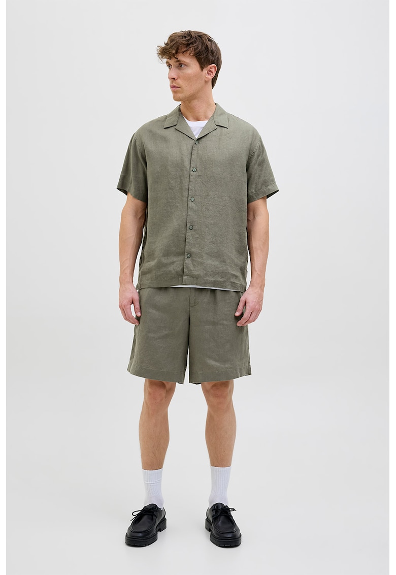 Pantaloni scurti de in cu talie elastica Pantaloni scurti de in cu talie elastica