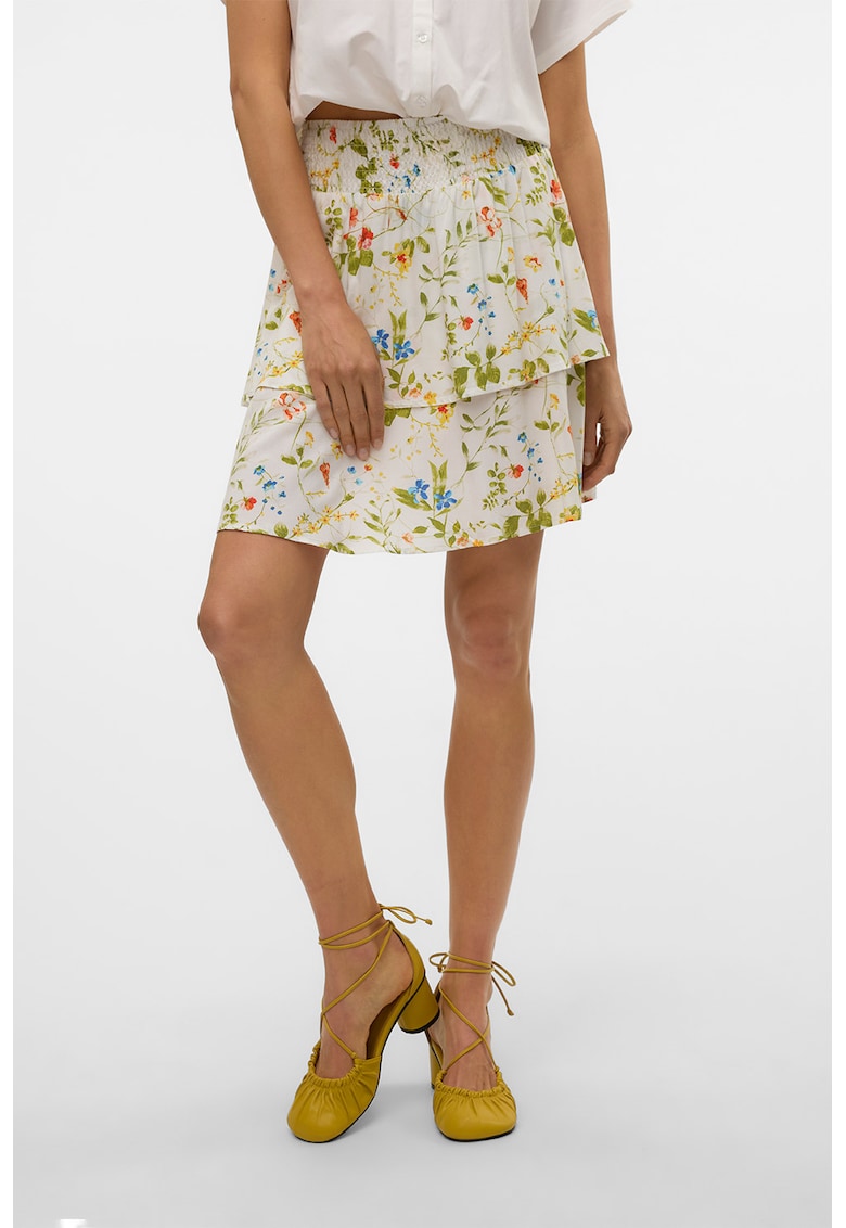 Fusta scurta stratificata cu imprimeu floral