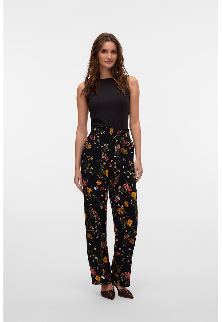 Pantaloni drepti cu imprimeu floral
