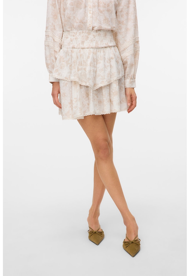 Fusta scurta stratificata cu model floral