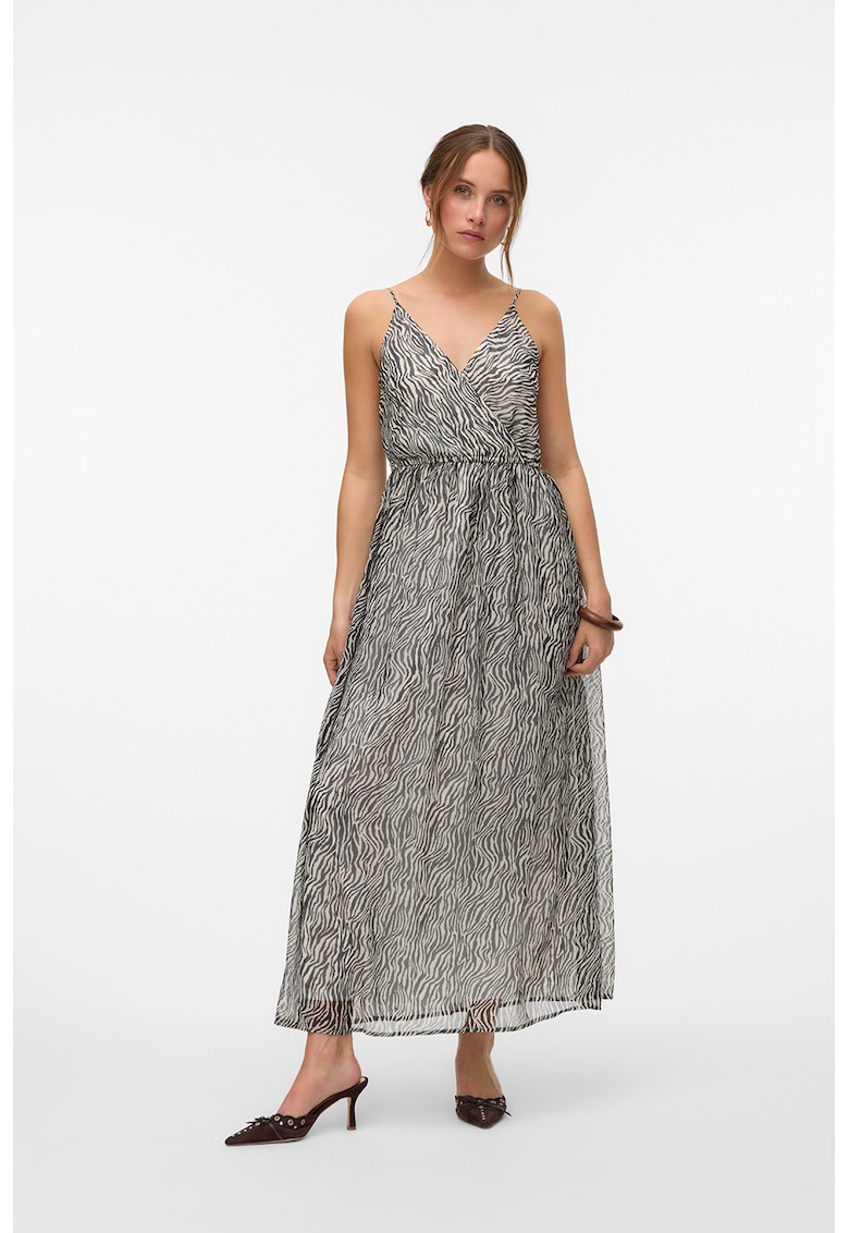 Rochie dreapta cu decolteu in V si animal print