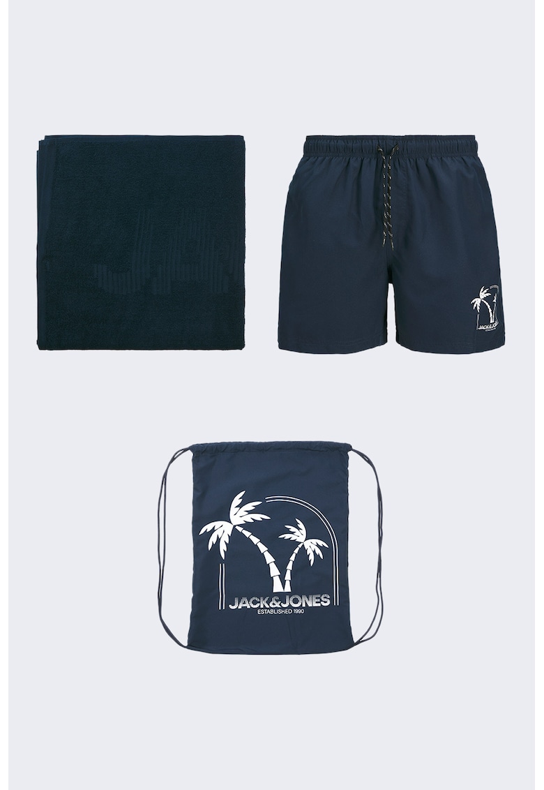 Set de pantaloni scurti de baie - prosop de plaja si rucsac - 3 piese