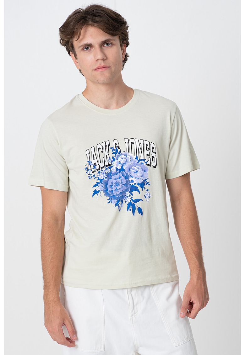 Tricou cu decolteu la baza gatului si imprimeu