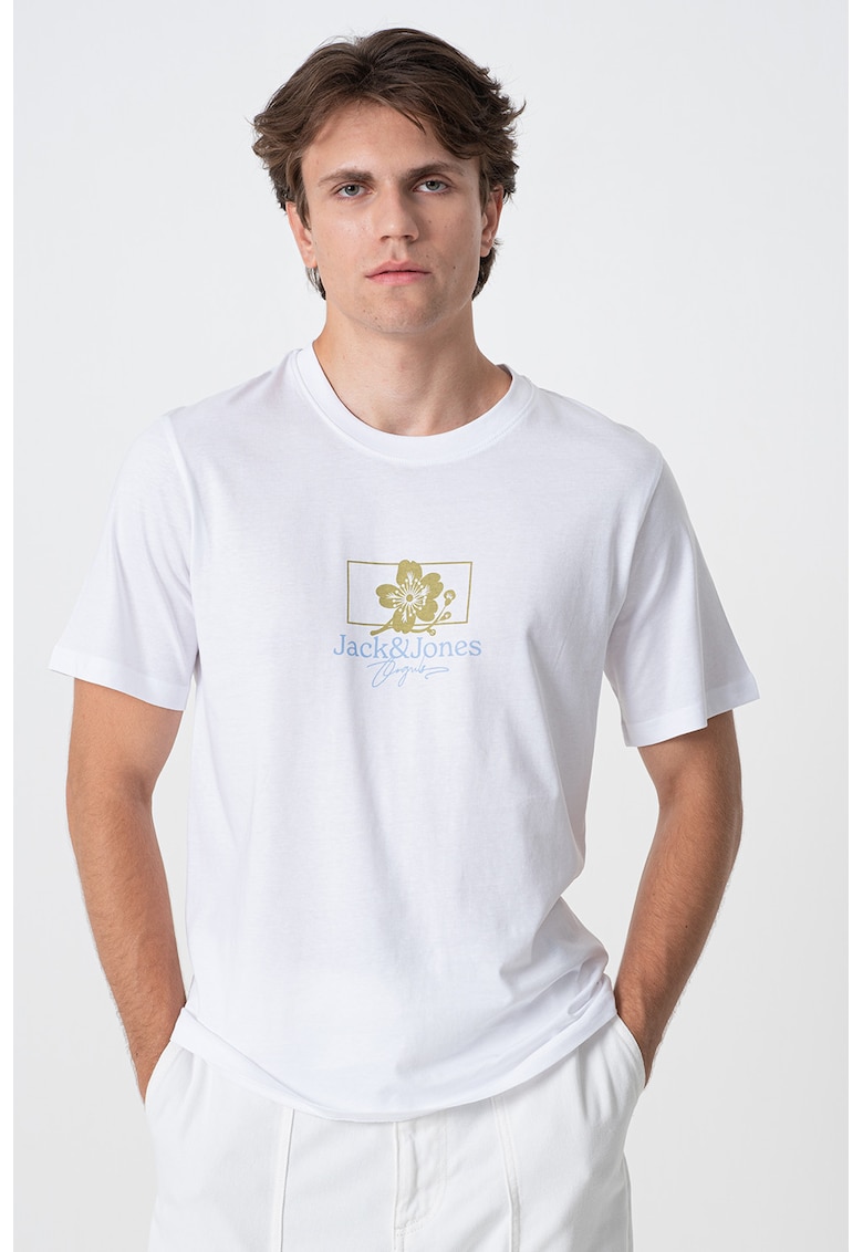 Tricou cu decolteu la baza gatului si imprimeu