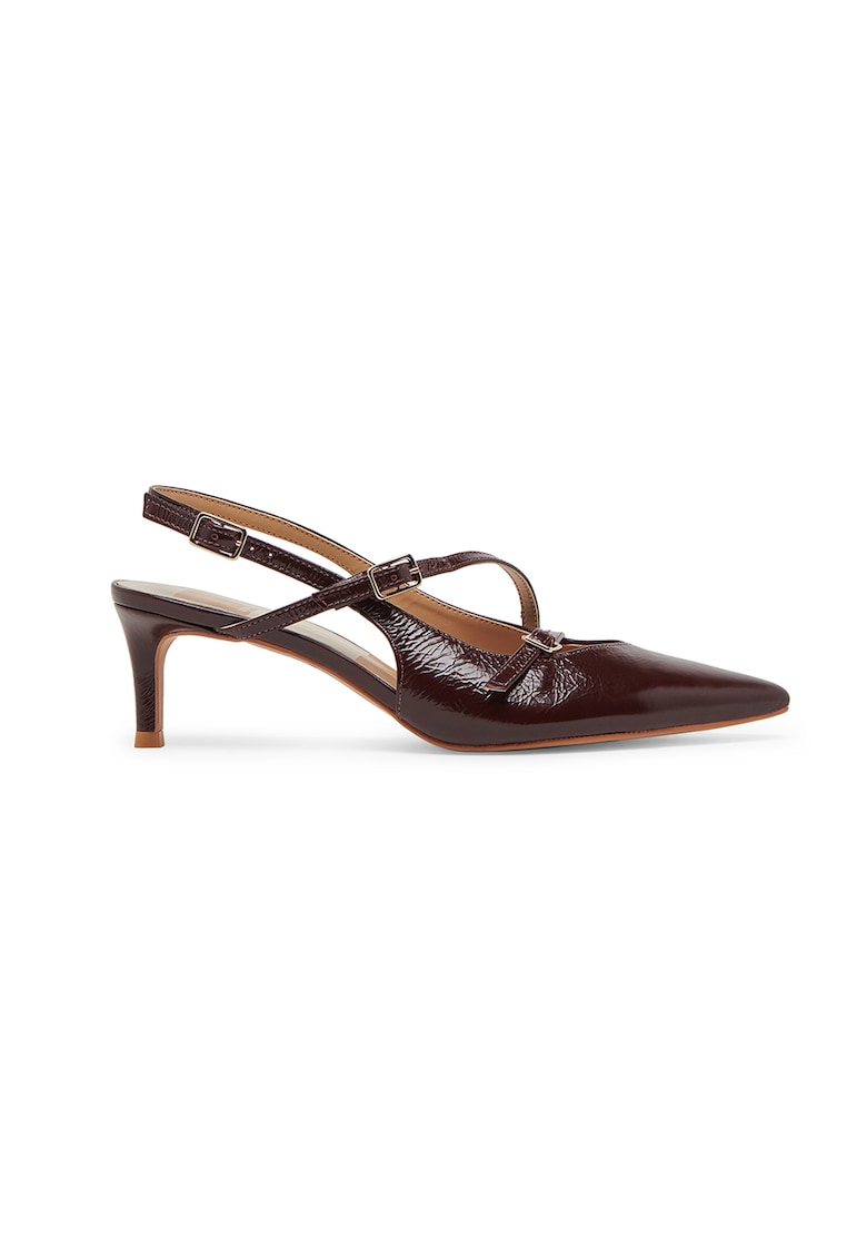 Pantofi de piele cu varf ascutit - Violet pruna