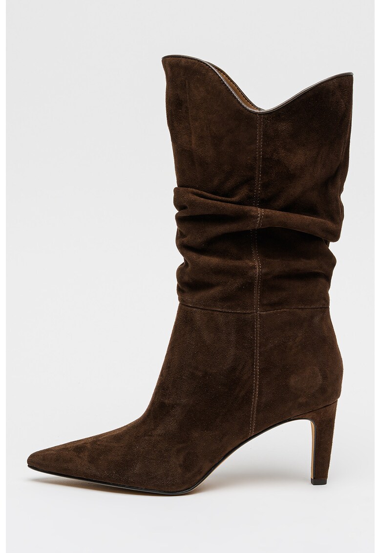 Cizme mid-calf de piele intoarsa Furi - Maro inchis