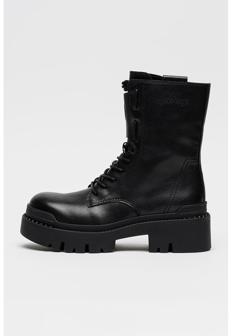 Ghete din piele cu talpa cu aspect masiv