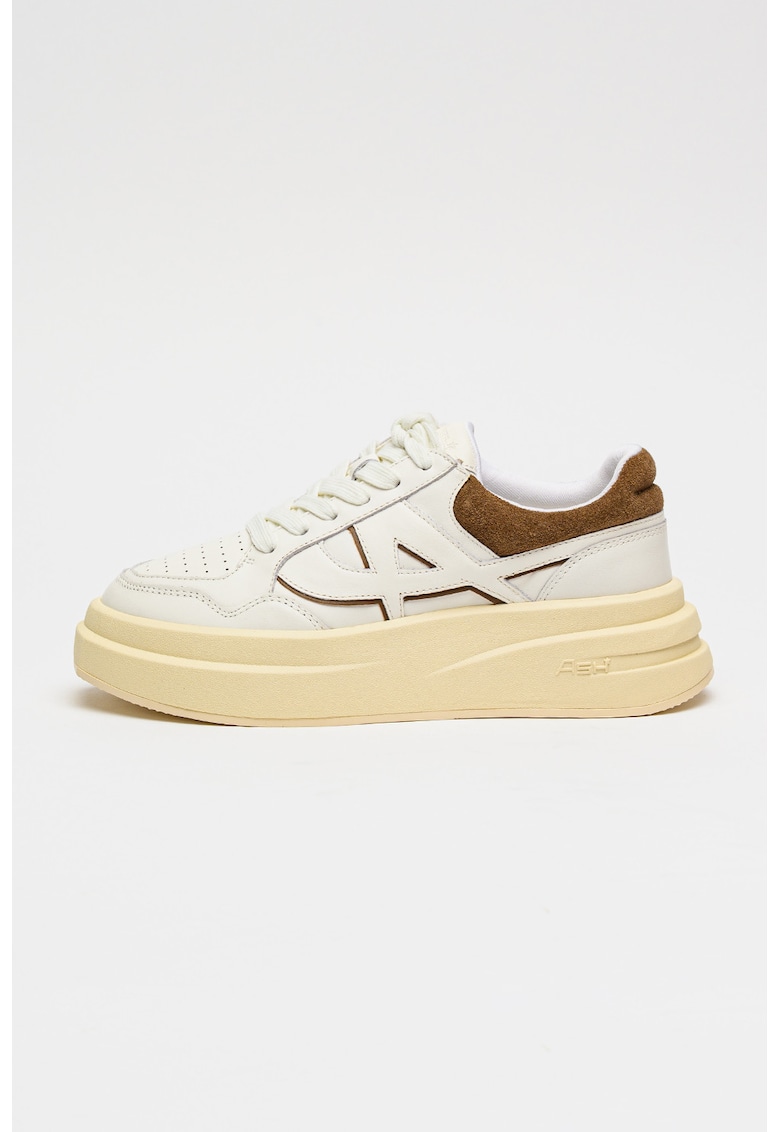 Pantofi sport flatform din piele - Crem