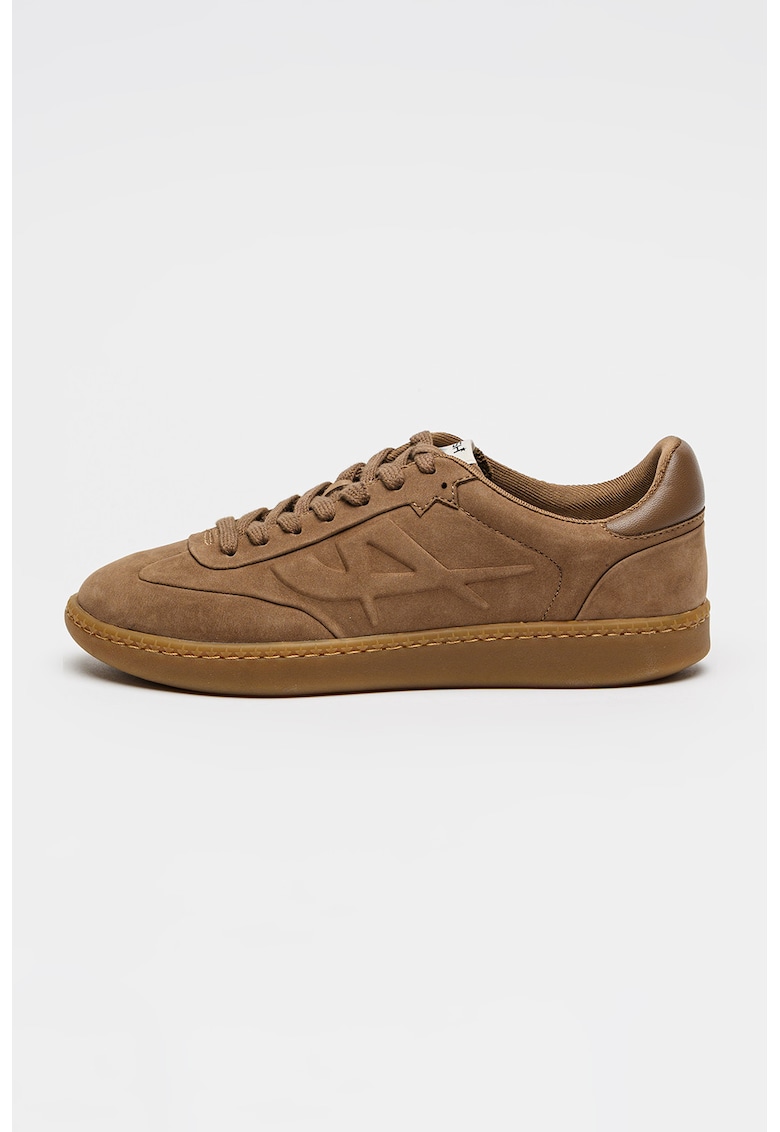 Pantofi sport din piele intoarsa cu logo Siena - Maro