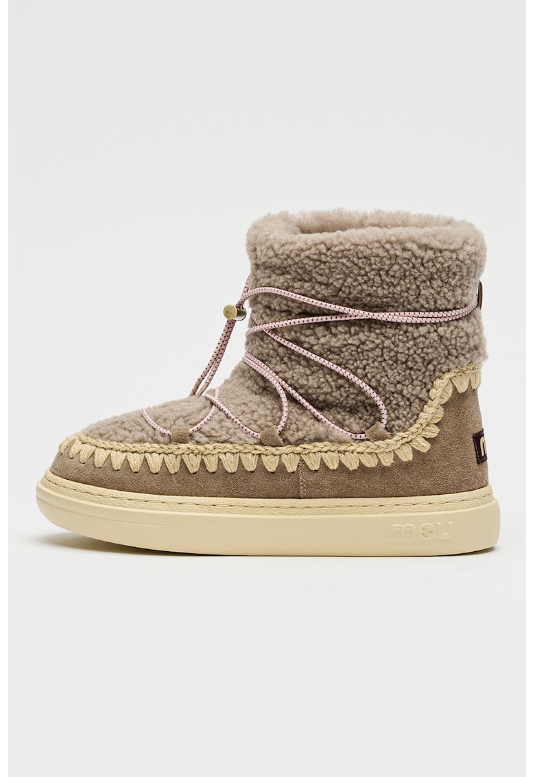 Ghete slip-on cu piele intoarsa si lana Eskimo 18