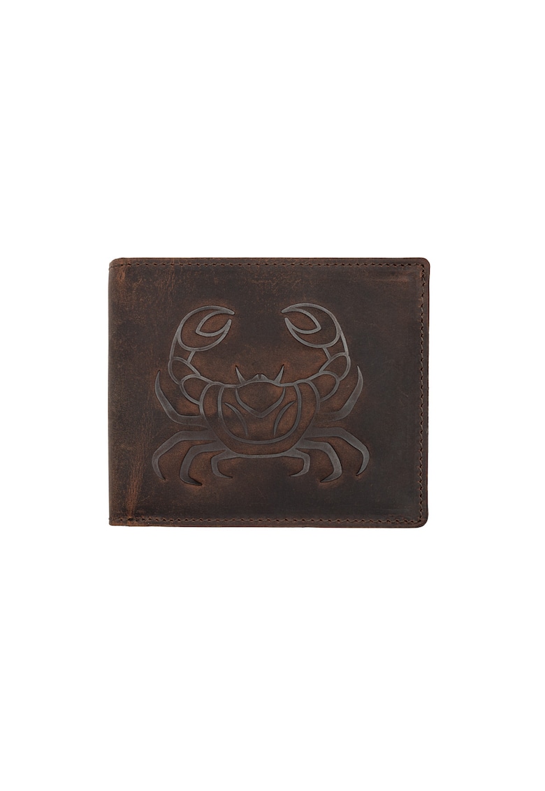 Portofel barbati din piele naturala maro zodiac Rac