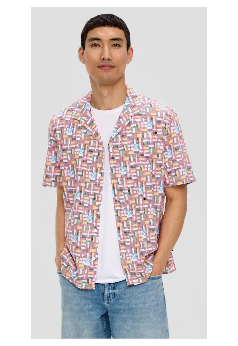 Camasa barbati cu maneca scurta - Regular fit - Rosu deschis