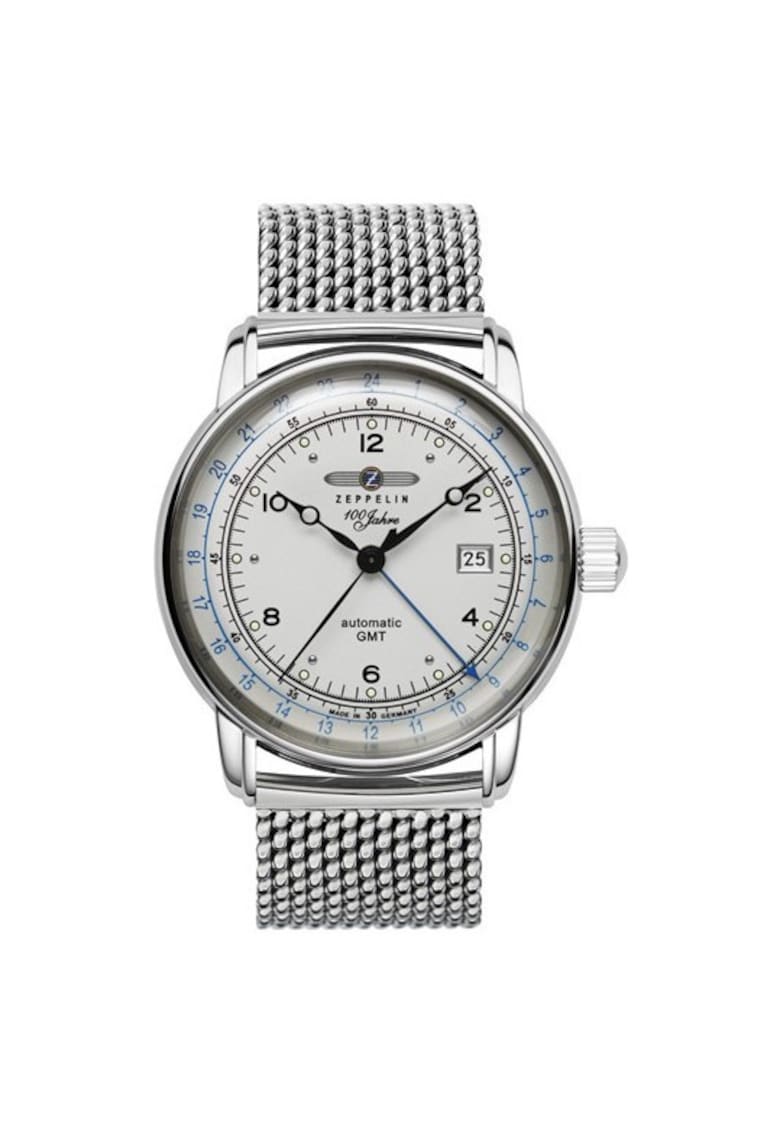Ceas barbatesc Zeppelin 100 Jahre 8666MB1 - 43mm - bratara tip Diver - argintiu