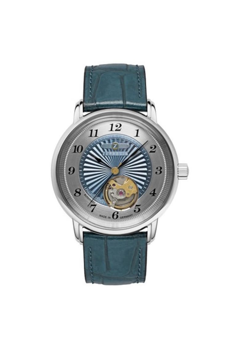 Ceas barbatesti Zeppelin Friedrichshafen 85673 - 36mm - albastru - curea piele 18mm - WR 5ATM