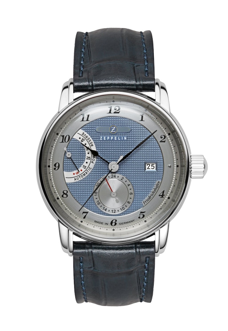 Ceas barbatesc Zeppelin Friedrichshafen 85903 - 42mm - cadran albastru - curea din piele granat - WR 5ATM