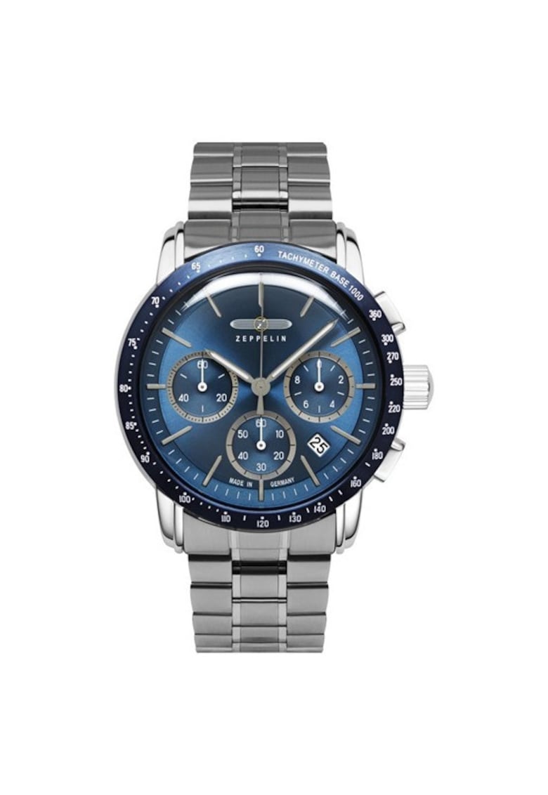 Ceas barbatesc Zeppelin New York 8878MB3 - 42mm - bratara din otel - cadran granat - cronograf - rezistent la apa 5ATM