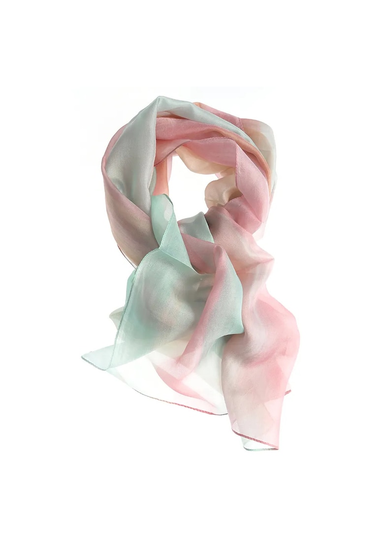 Esarfa din matase in nuante pastel de roz si verde Esarfa din matase in nuante pastel de roz si verde