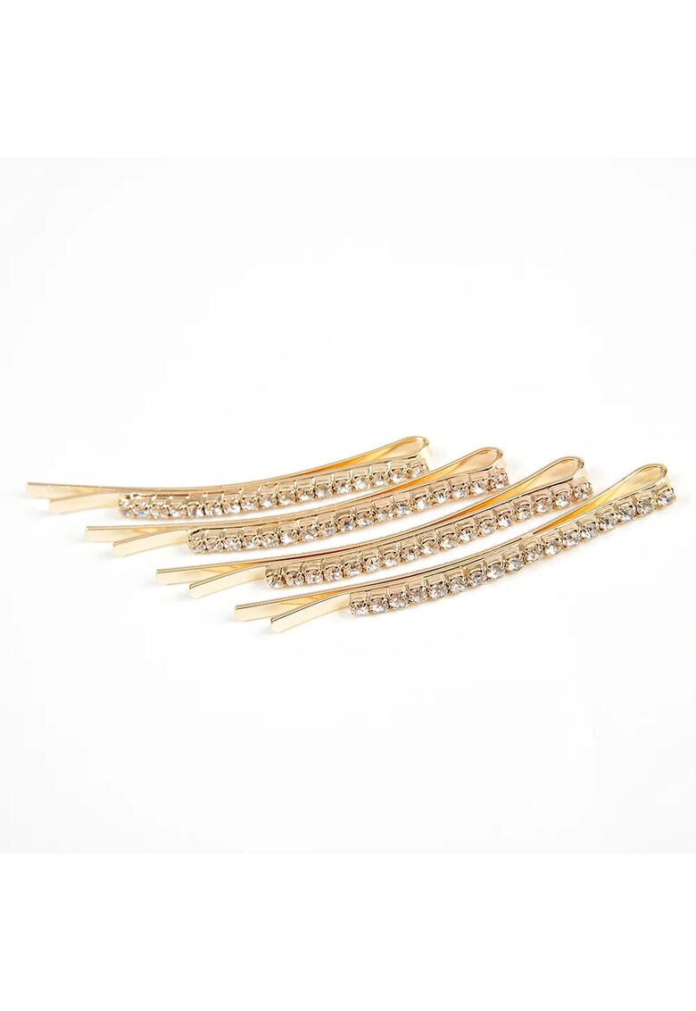 Set 4 agrafe de par aurii cu pietre acrilice