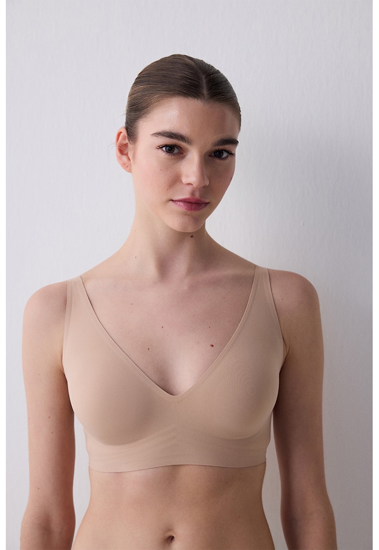 Sutien uni cu cupe triunghiulare si bretele ajustabile