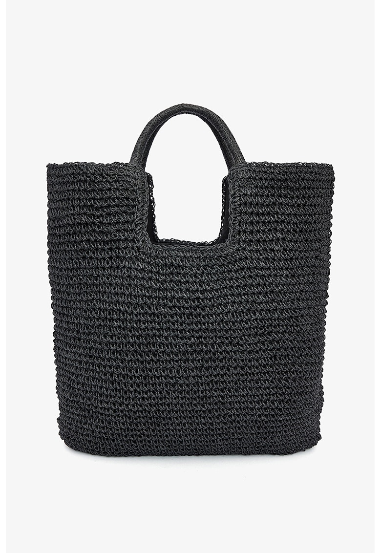 Geanta tote cu aspect impletit - Negru antracit