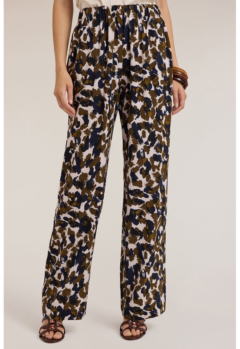 Pantaloni din lyocell cu imprimeu - Verde/Negru