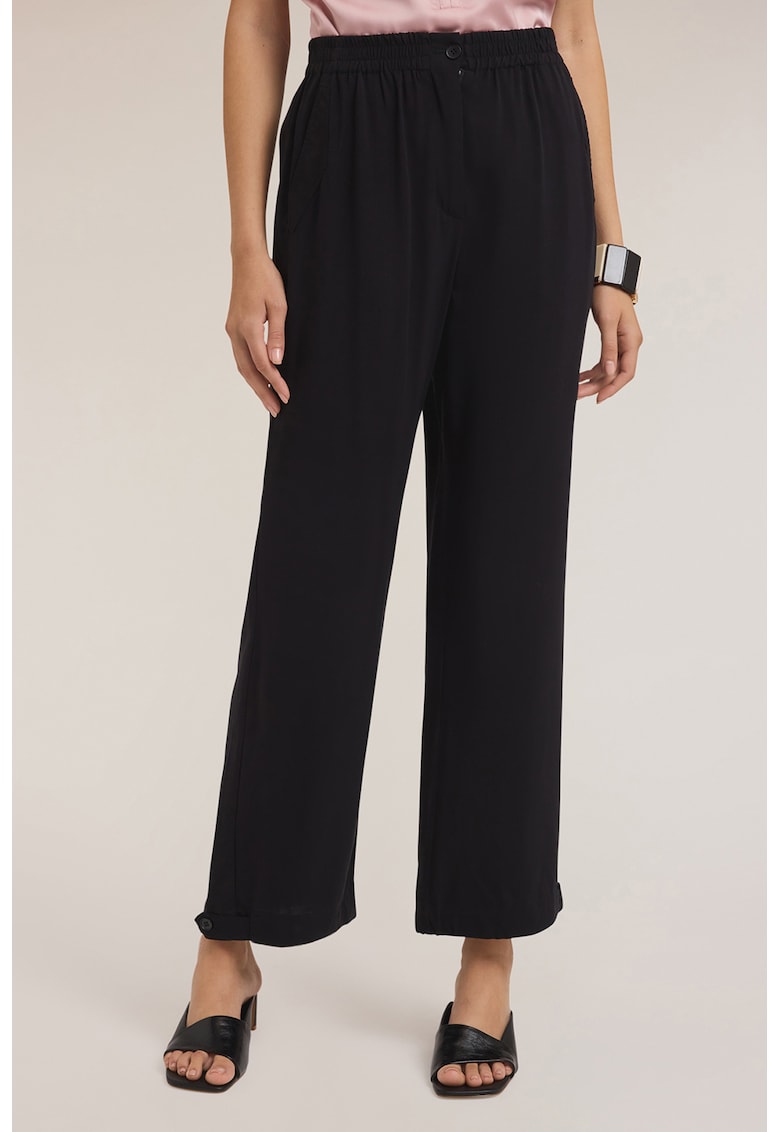 Pantaloni crop cu talie inalta - Negru