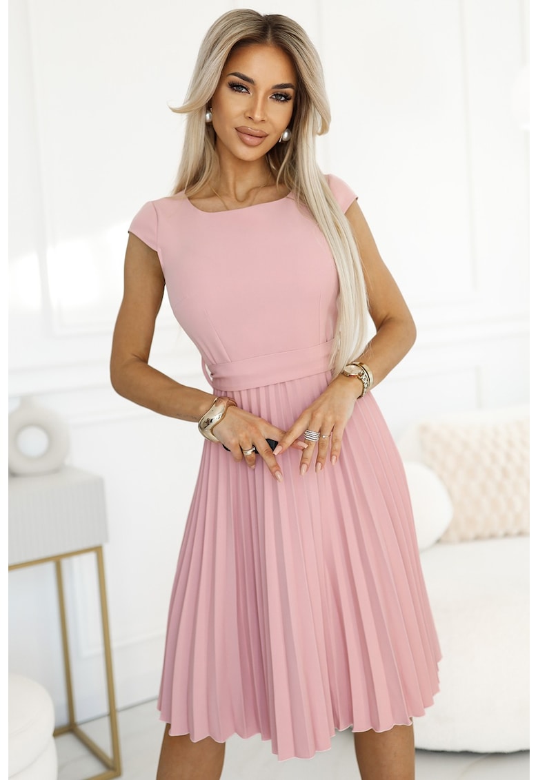 Rochie plisata cu maneca scurta -