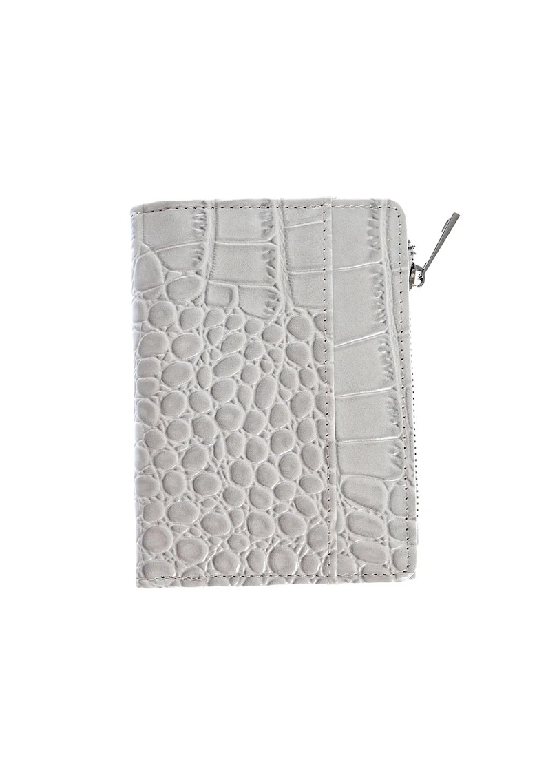Portofel gri din piele ecologica cu model animal print