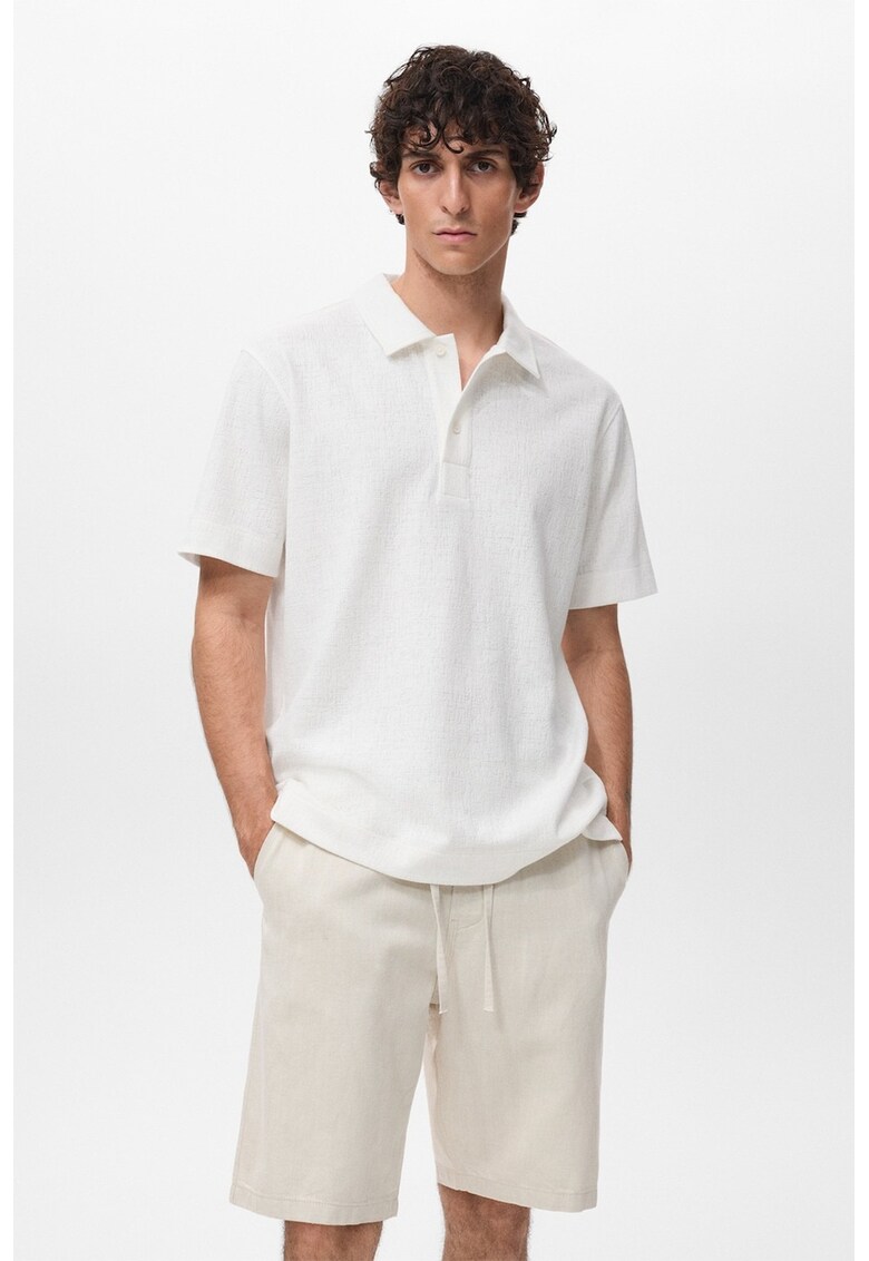 Tricou polo din amestec de bumbac - Alb