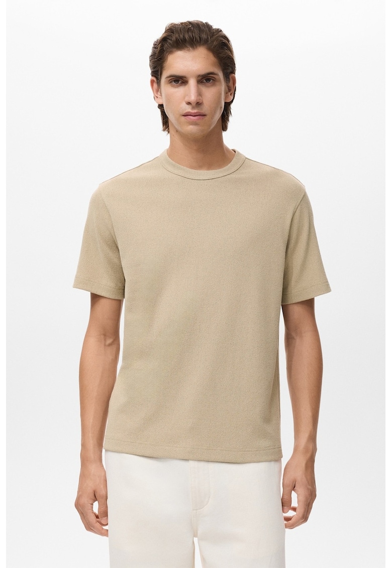Tricou uni cu decolteu la baza gatului - Maro nisip