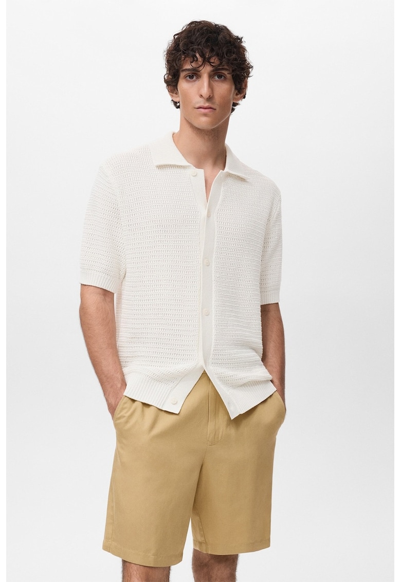 Camasa tricotata cu nasturi - Alb -