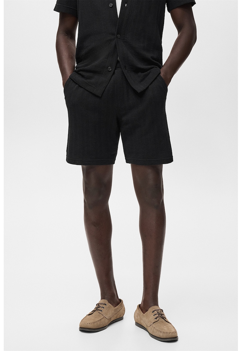Pantaloni scurti cu buzunare laterale - Negru