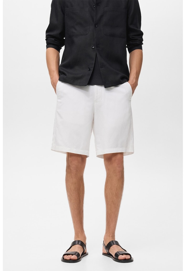Pantaloni scurti din amestec de in cu talie medie Pantaloni scurti din amestec de in cu talie medie