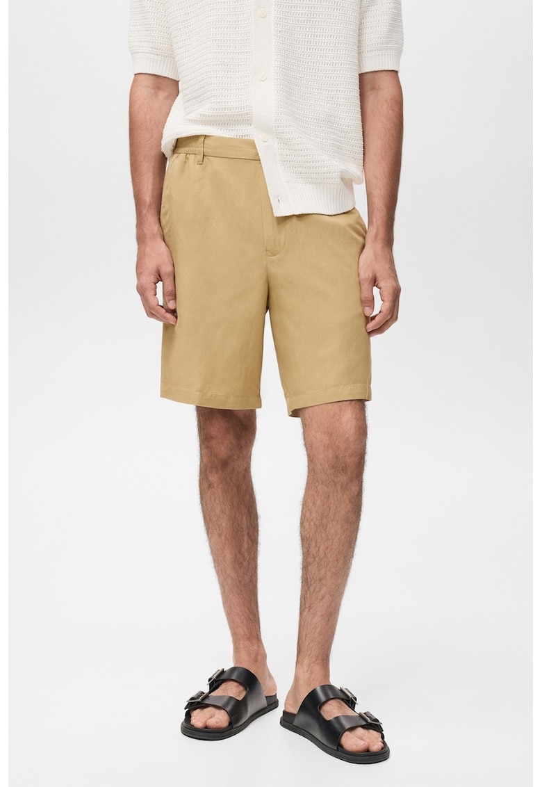 Pantaloni scurti din amestec de in cu talie medie Pantaloni scurti din amestec de in cu talie medie