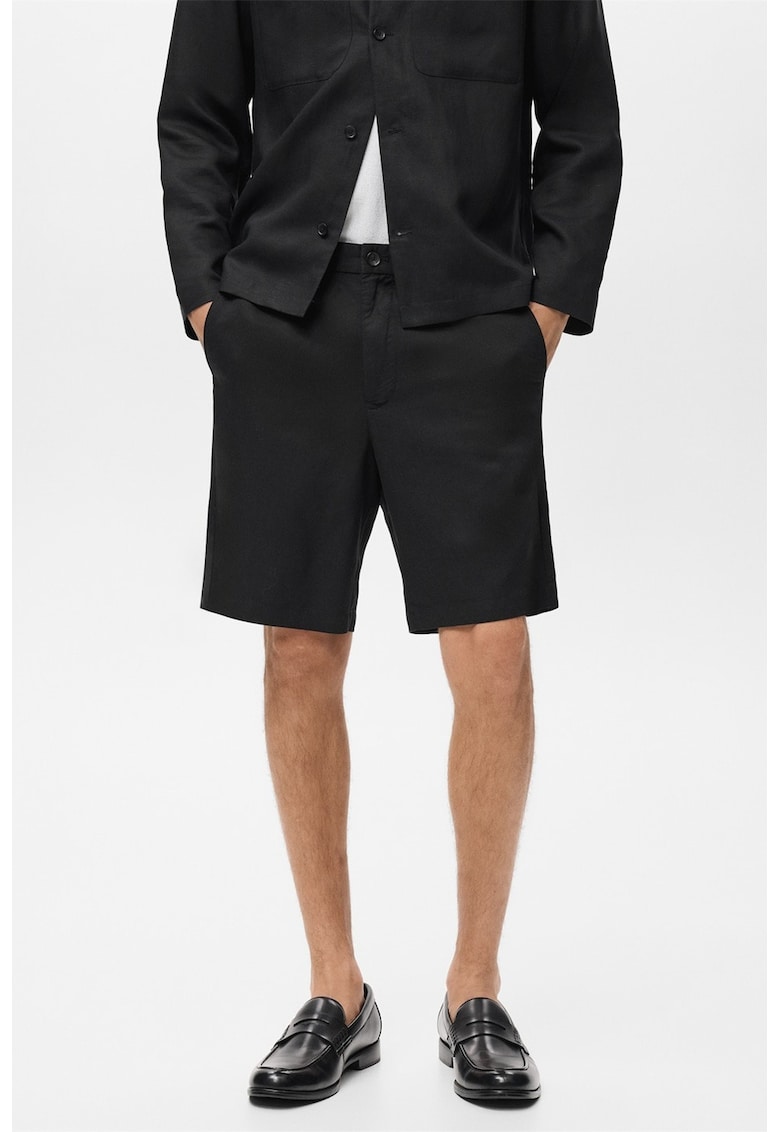 Pantaloni scurti din amestec de in cu talie medie Pantaloni scurti din amestec de in cu talie medie