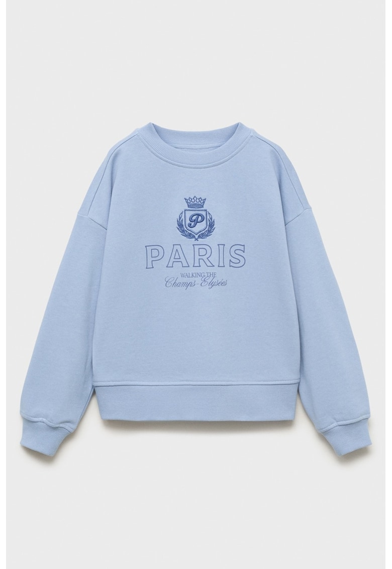 Bluza sport cu text si decolteu la baza gatului