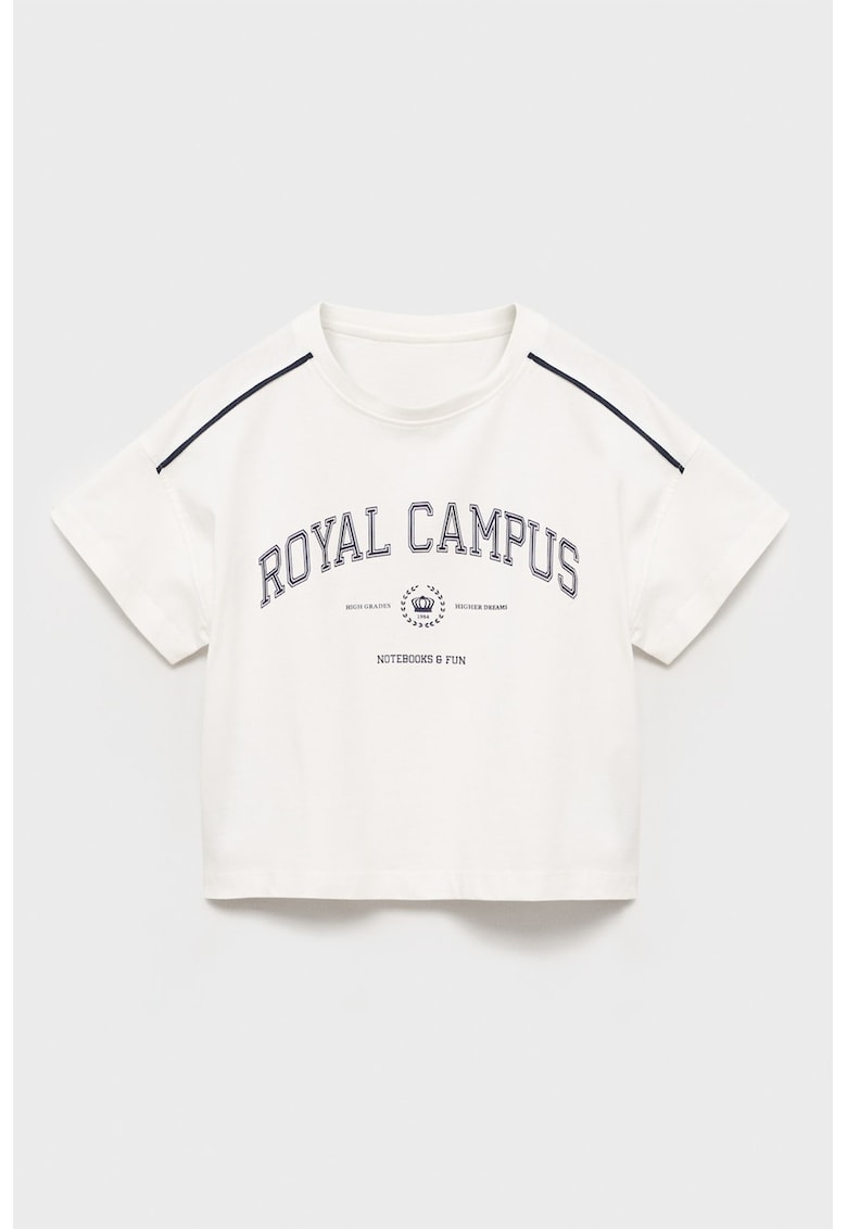 Tricou cu imprimeu text - Albastru ultramarin/Alb murdar