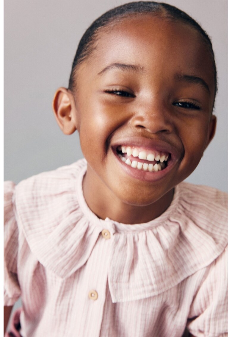 Camasa texturata cu maneci bufante - Roz pastel