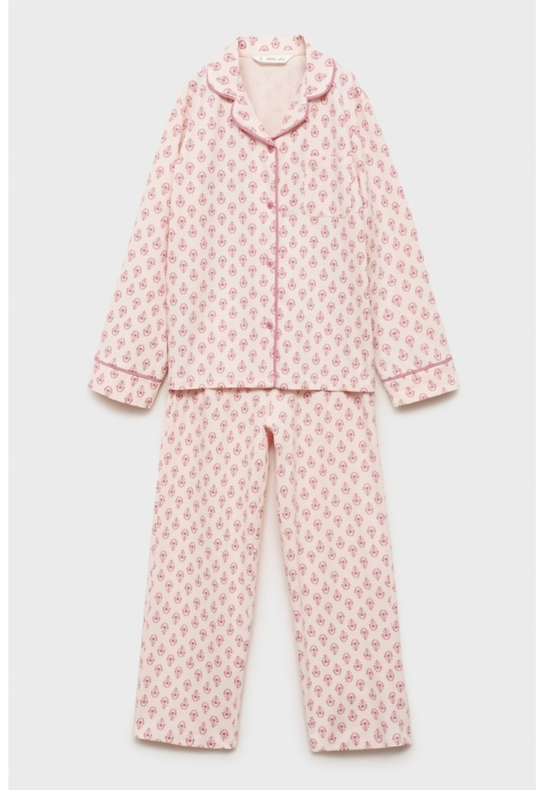 Piajama de bumbac cu design - Piersica/Roz prafuit
