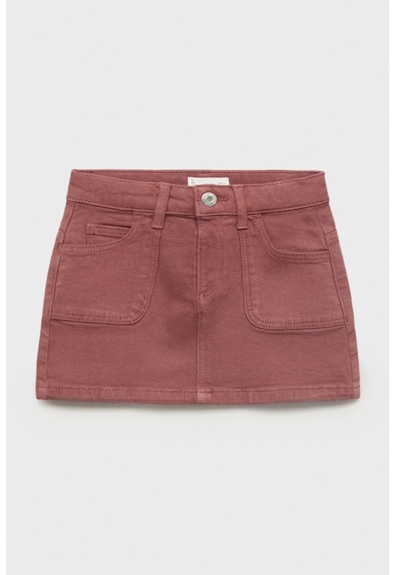 Fusta mini de denim cu buzunare frontale