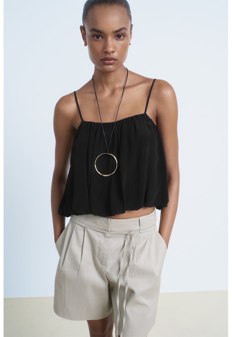 Top crop uni - Negru