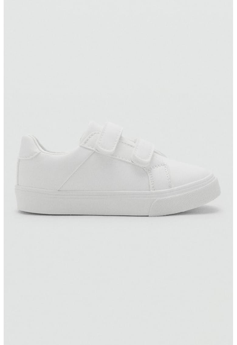 Pantofi sport de piele ecologica cu velcro - Alb