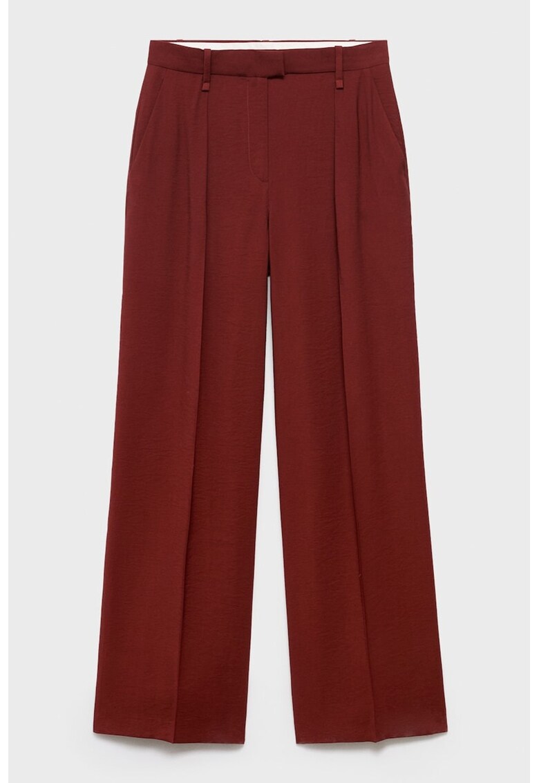 Pantaloni relaxed fit cu pensa frontala - Visiniu