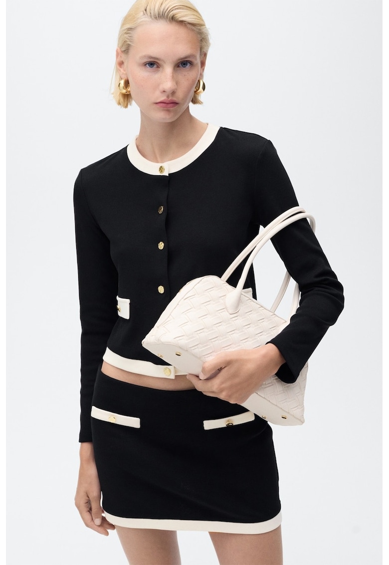 Cardigan cu detalii contrastante