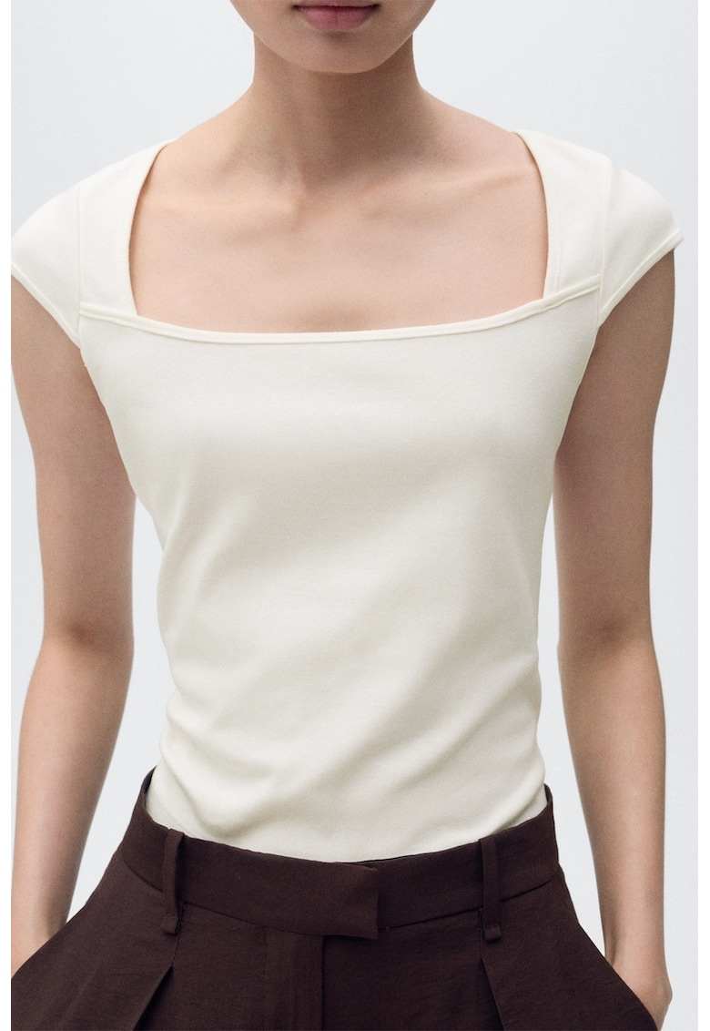 Tricou din amestec de bumbac cu decolteu rotund